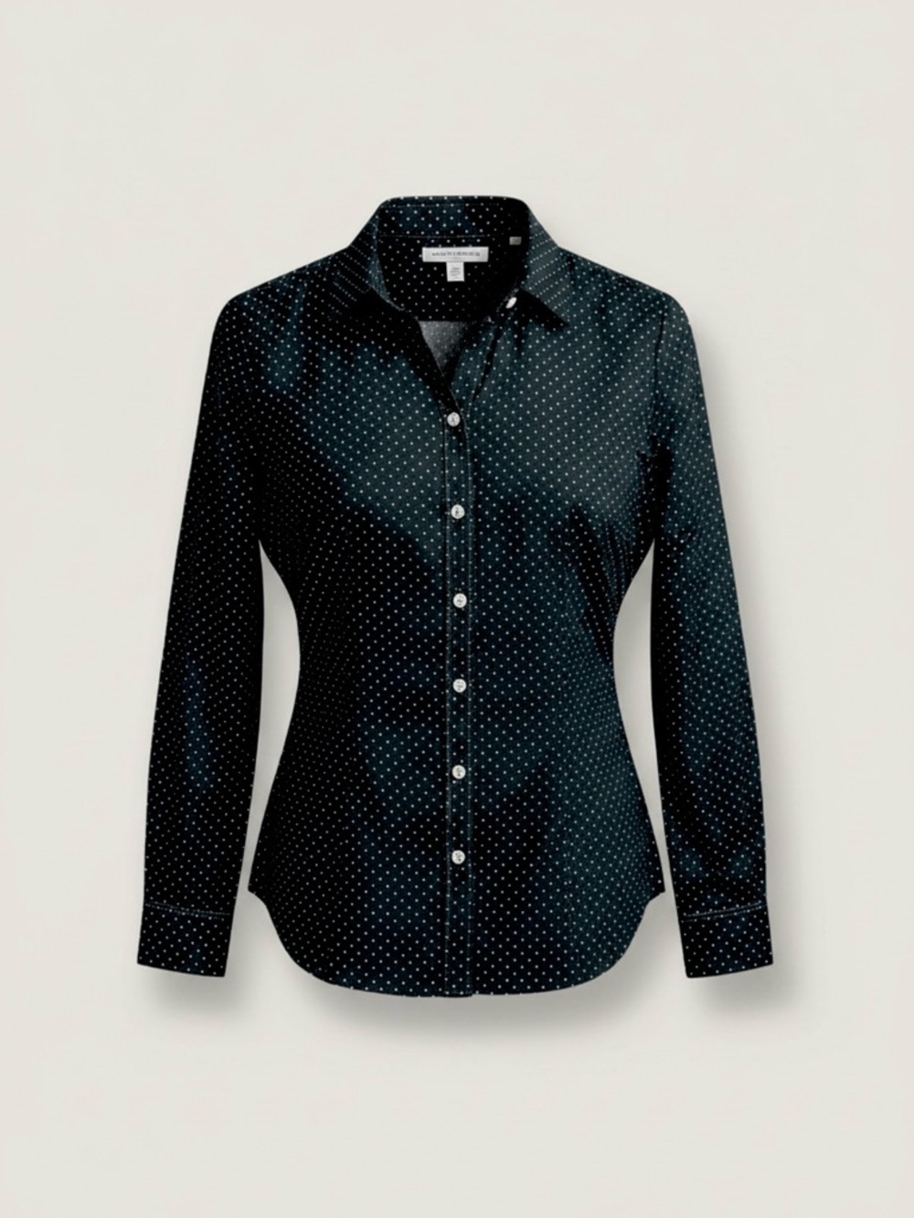 Banana Republic No-Iron Fitted Shirt | Black Polka Dot Button-Up - Picture 2 of 16
